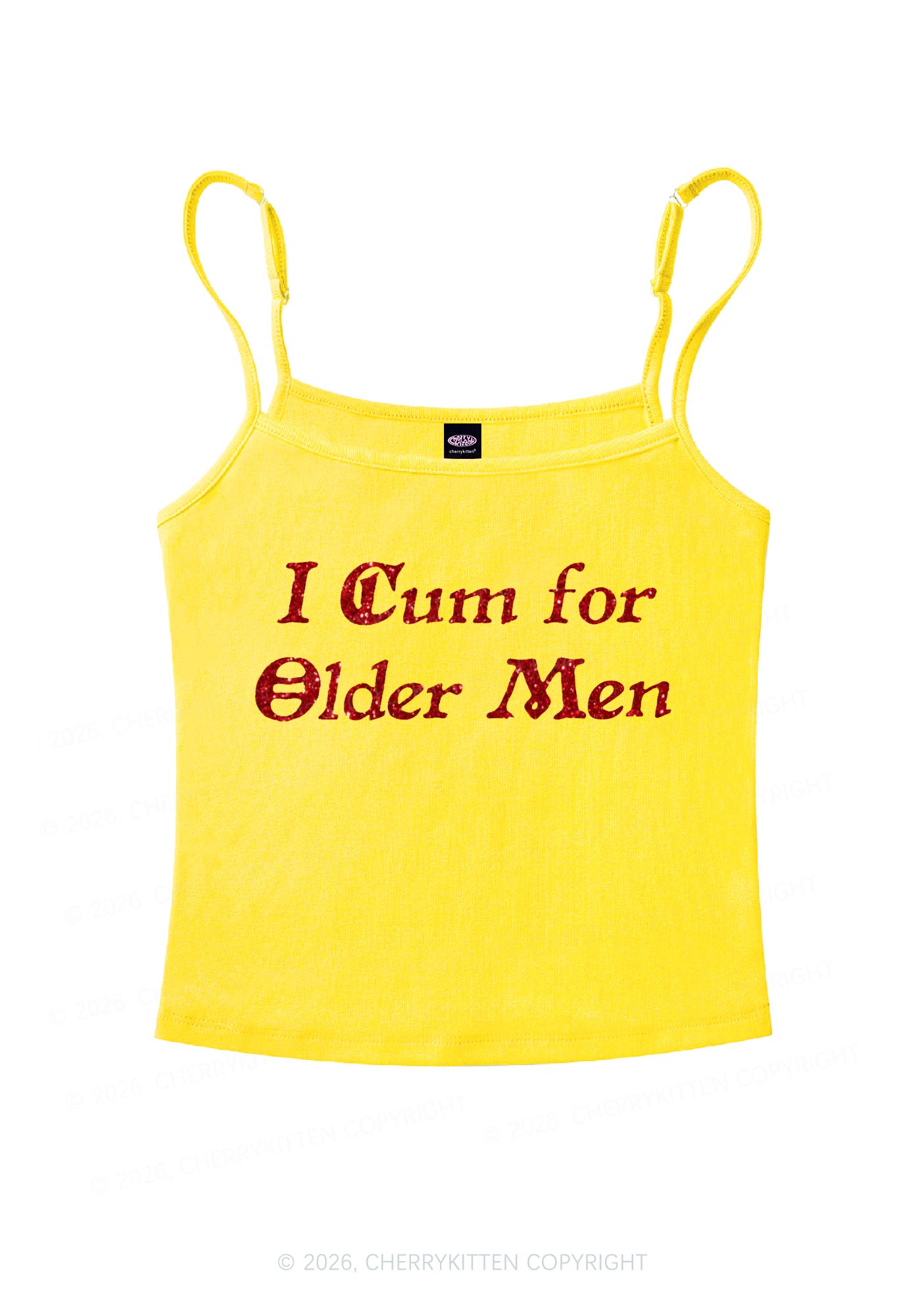 Glitter Come For Older Men Y2K Spaghetti Strap Cami Cherrykitten