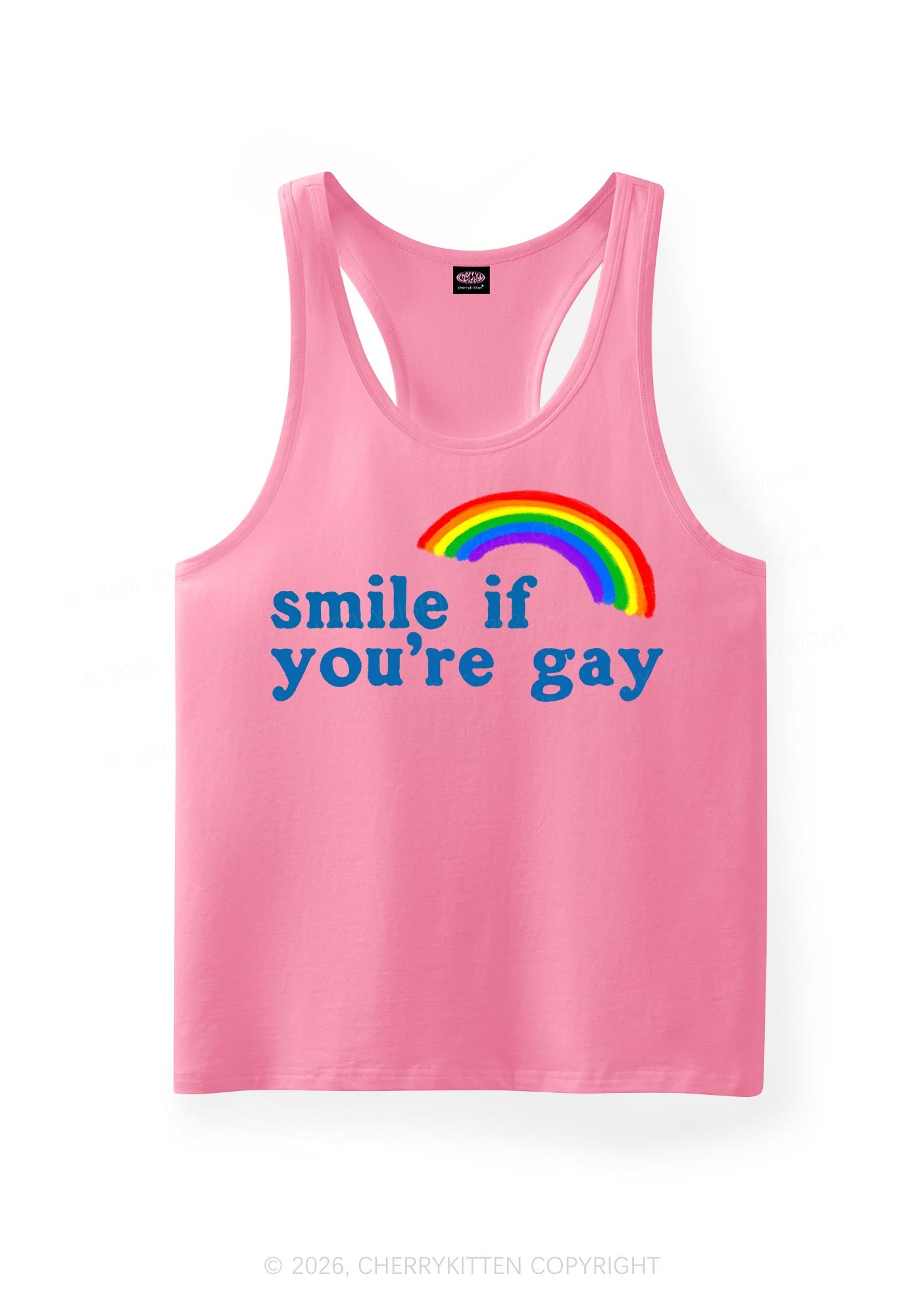 Smile If You Are Gay Pride Y2K Men Racerback Tank Top Cherrykitten