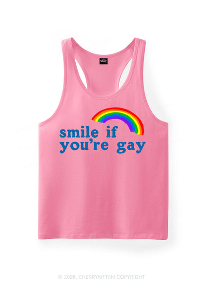 Smile If You Are Gay Pride Y2K Men Racerback Tank Top Cherrykitten