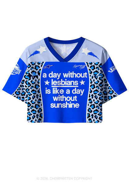 A Day Without Lesbians Pride Y2K Crop Sport Jersey Shirts Cherrykitten