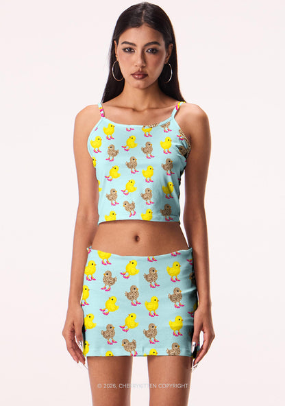 Chicks In Pink High Heels Y2K Print Mini Skirt Cherrykitten