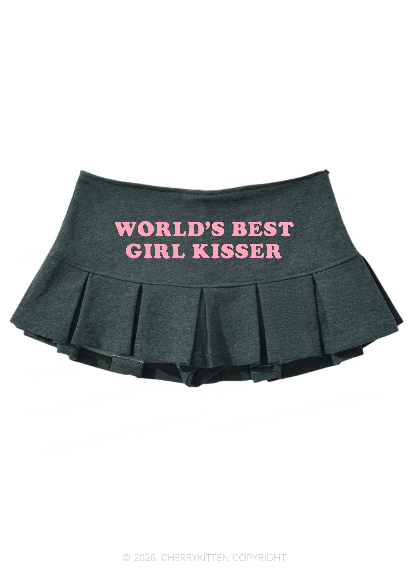 Worlds Best Girl Kisser Pride Y2K Mini Pleated Skirts Cherrykitten
