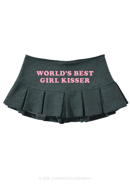 Worlds Best Girl Kisser Pride Y2K Mini Pleated Skirts Cherrykitten