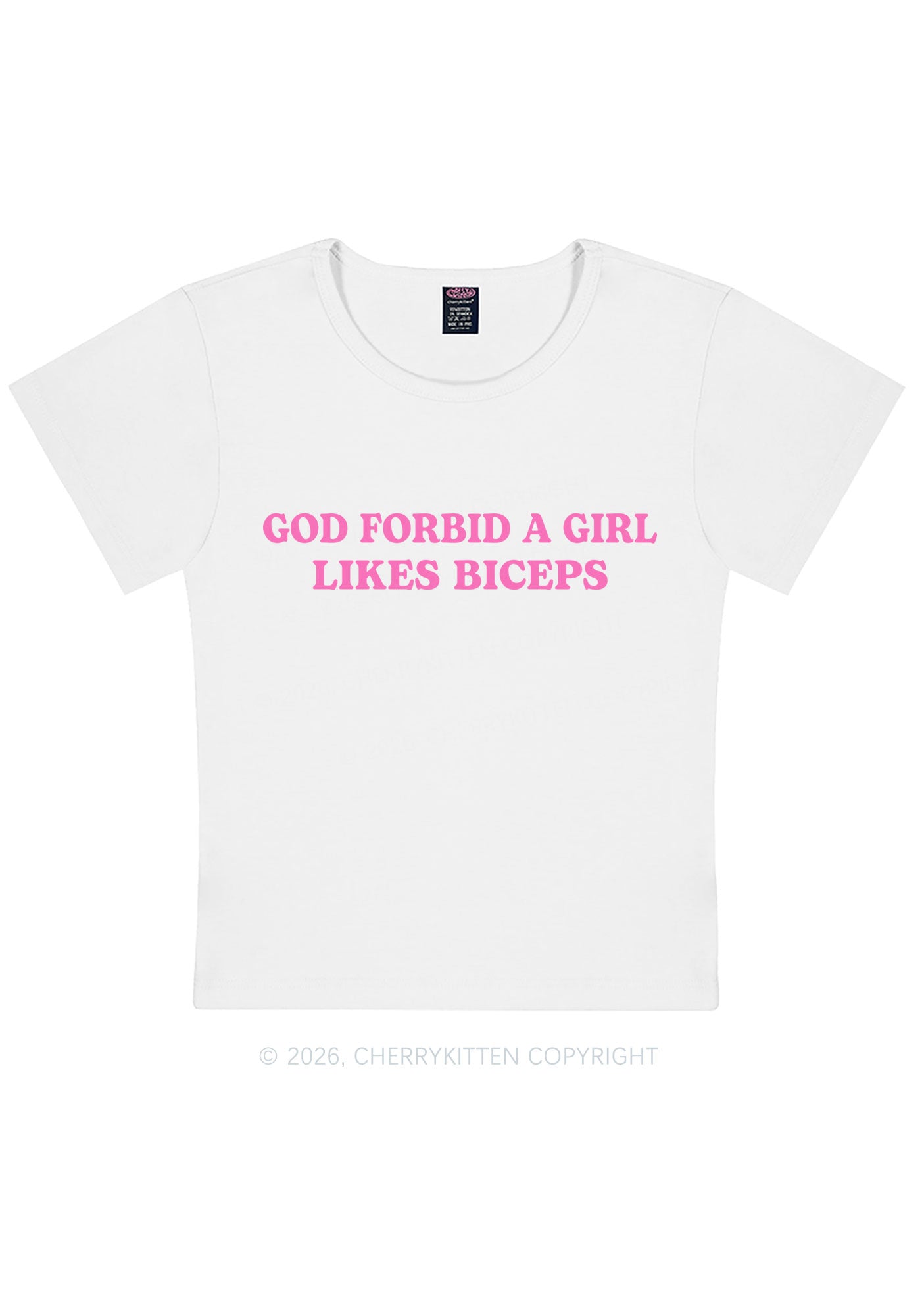 God Forbid A Girl Likes Biceps Y2K Baby Tee Cherrykitten