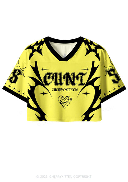 Custom Bright Yellow Cxxt Y2K Crop Sport Jersey Shirts Cherrykitten
