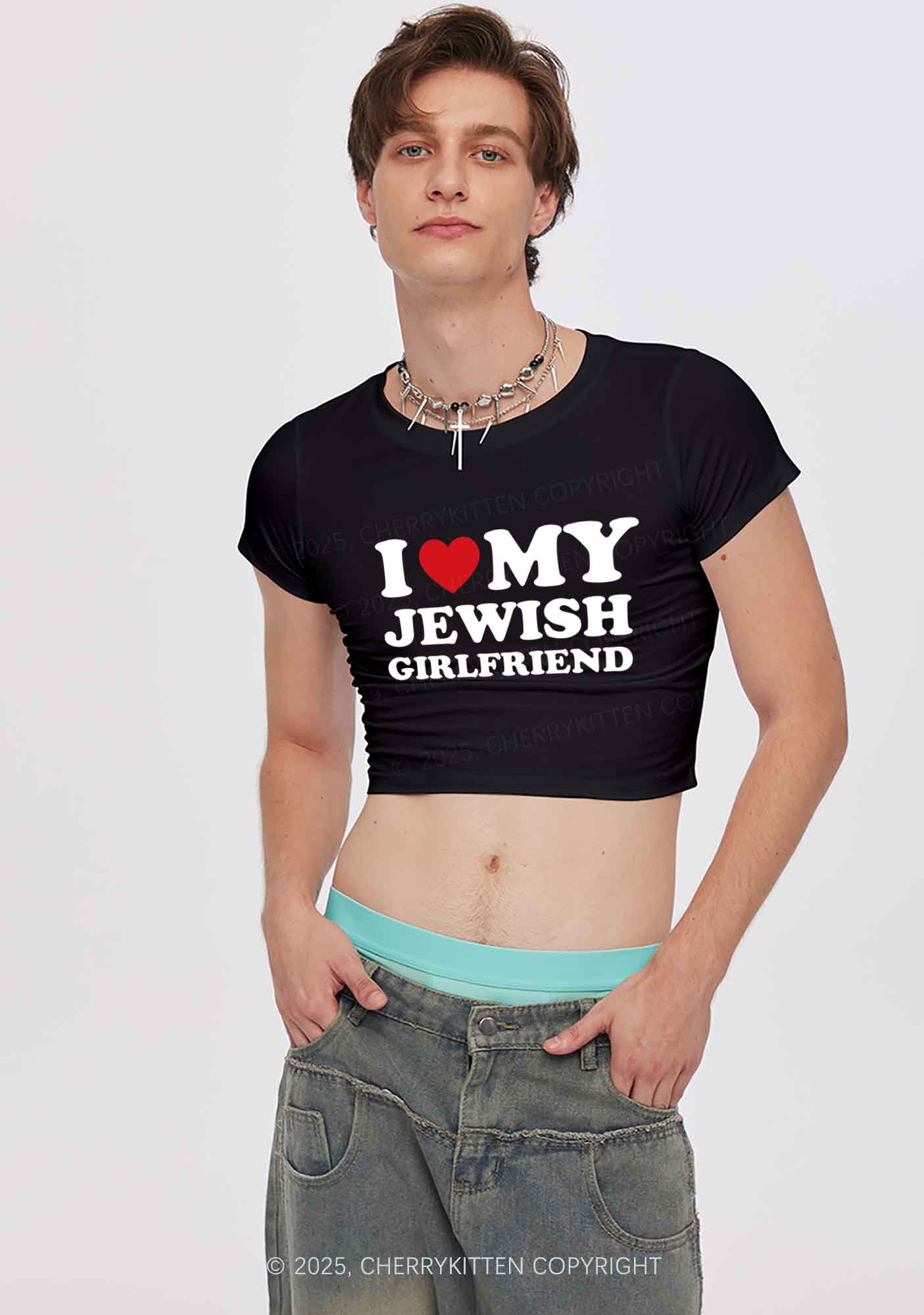 Custom I Love My Jewish GF BF Y2K Valentine's Day Couple Shirt Cherrykitten