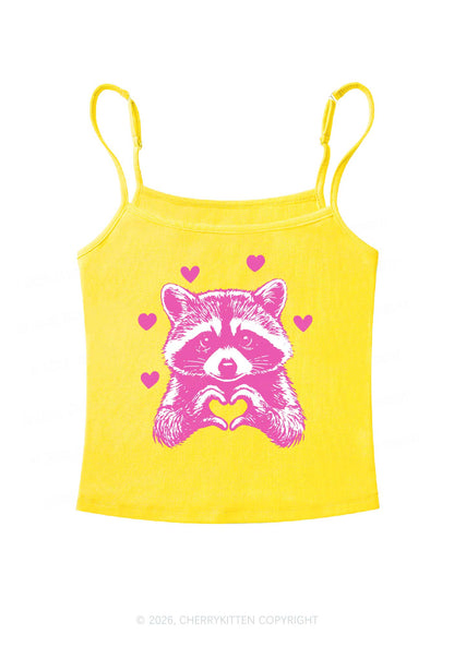 Pink Raccoon Heart Valentine's Day Y2K Spaghetti Strap Cami Cherrykitten