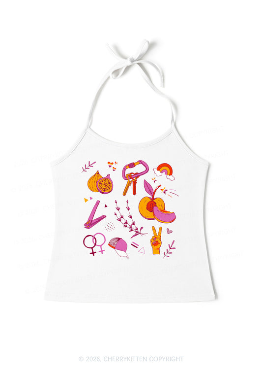 Lesbian Symbols Pride Y2K Halter Neck Cami Cherrykitten