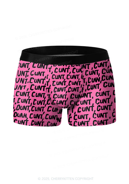 Black Cxxt On Pink Valentine's Day Y2K Print Couples Boxer Thong Set Cherrykitten