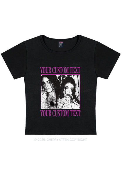 Custom Halloween Creepy Couple Y2K Baby Tee Cherrykitten