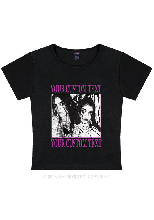 Custom Halloween Creepy Couple Y2K Baby Tee Cherrykitten