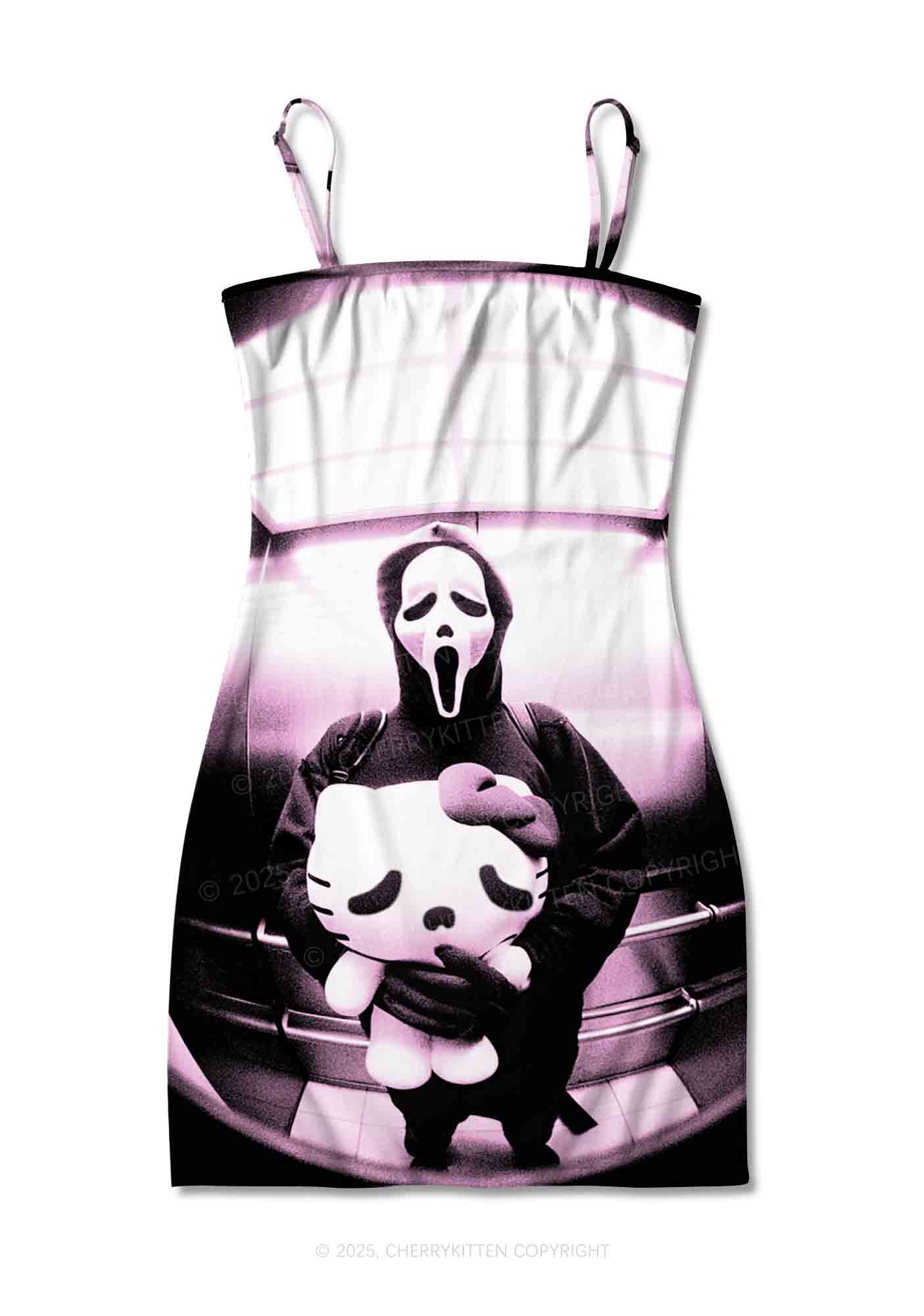 Halloween Ghost Kitten Y2K Print Slip Dress Cherrykitten