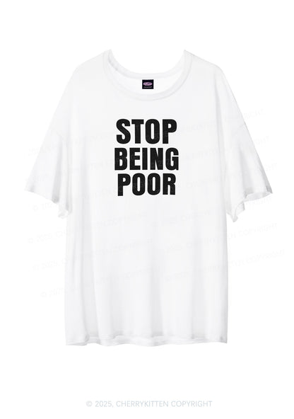 Stop Being Poor Y2K Sheer Boyfriend Tee Cherrykitten