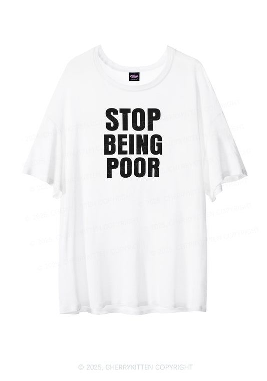 Stop Being Poor Y2K Sheer Boyfriend Tee Cherrykitten