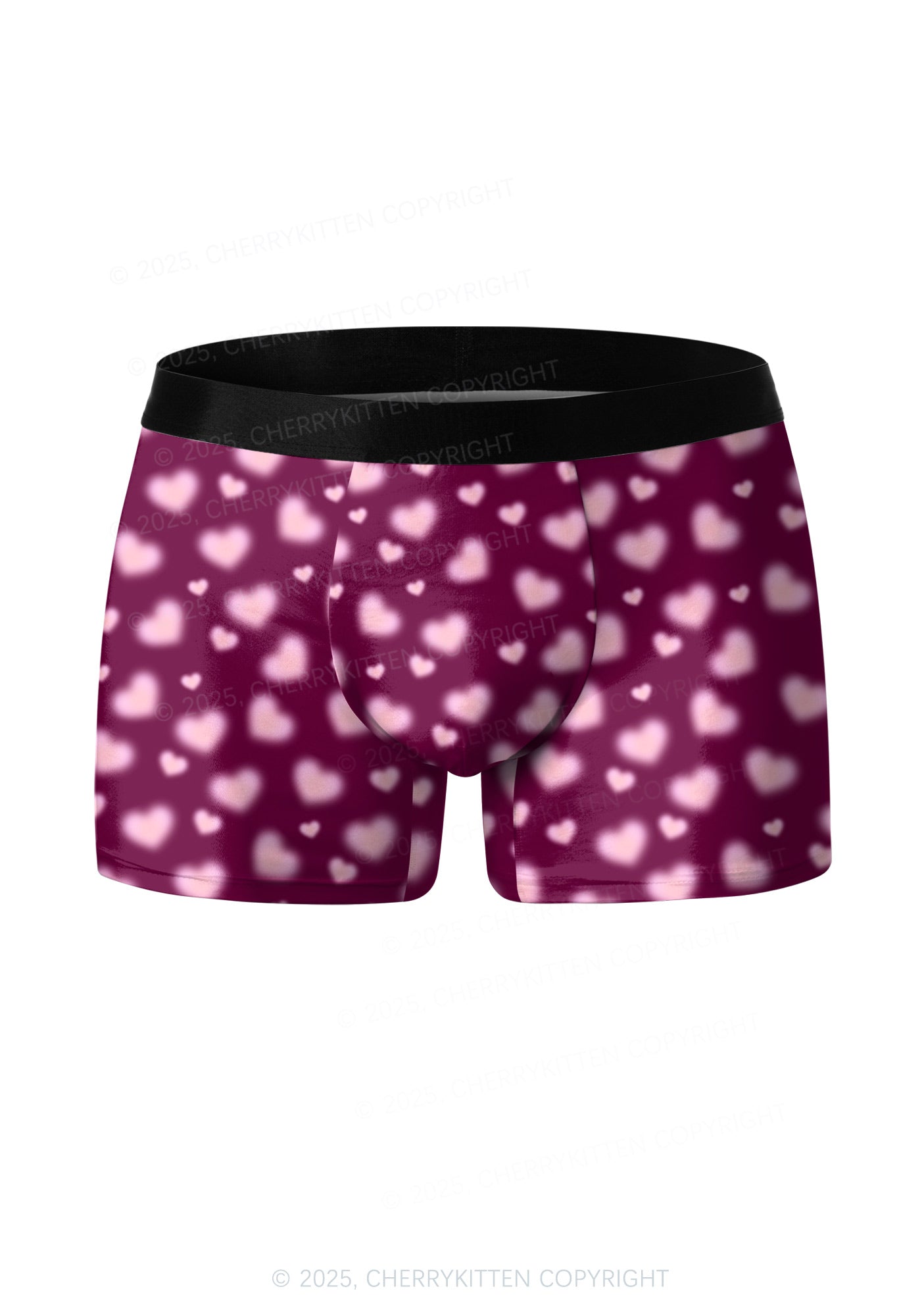 Pink Blurred Heart Valentine's Day Y2K Print Couples Boxer Briefs Set Cherrykitten