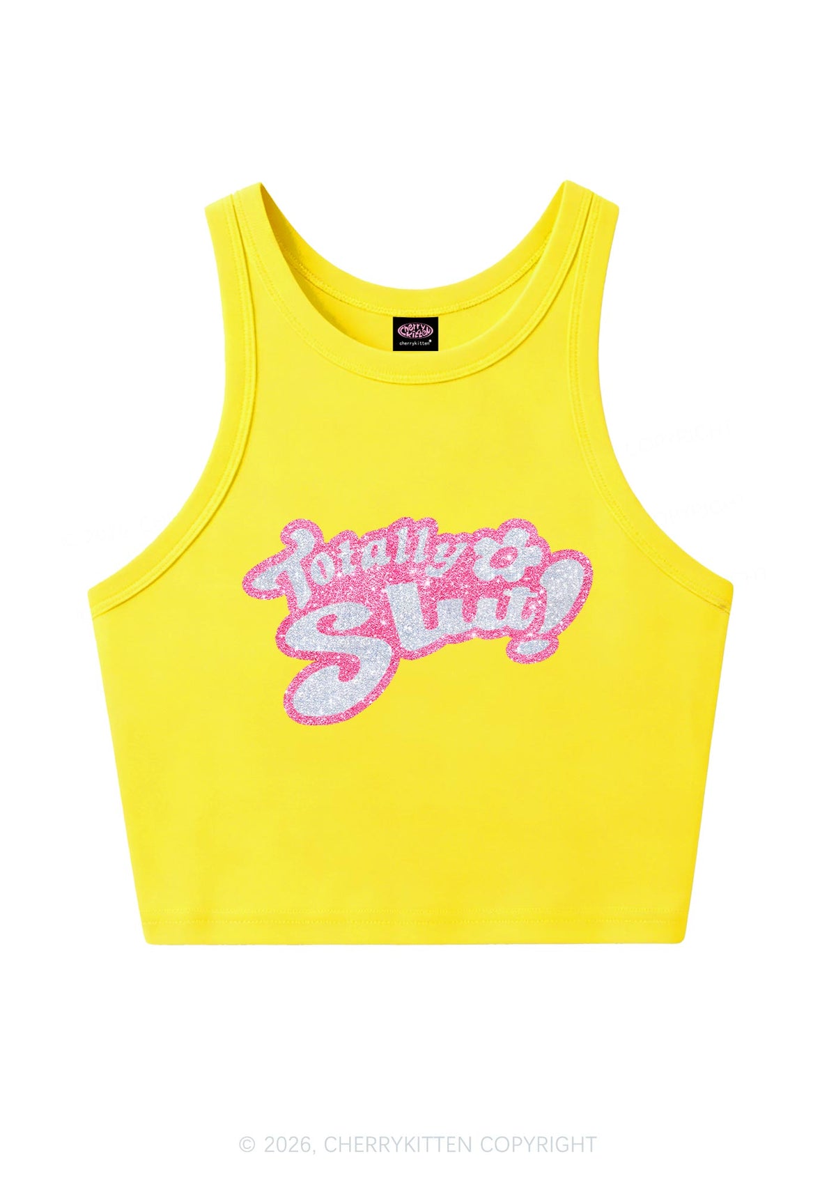 Glitter Totally Slxt Y2K Crop Tank Top Cherrykitten