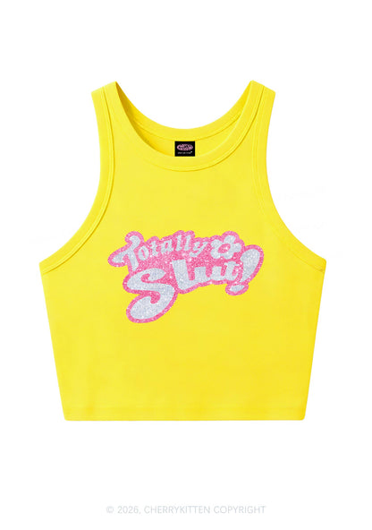 Glitter Totally Slxt Y2K Crop Tank Top Cherrykitten