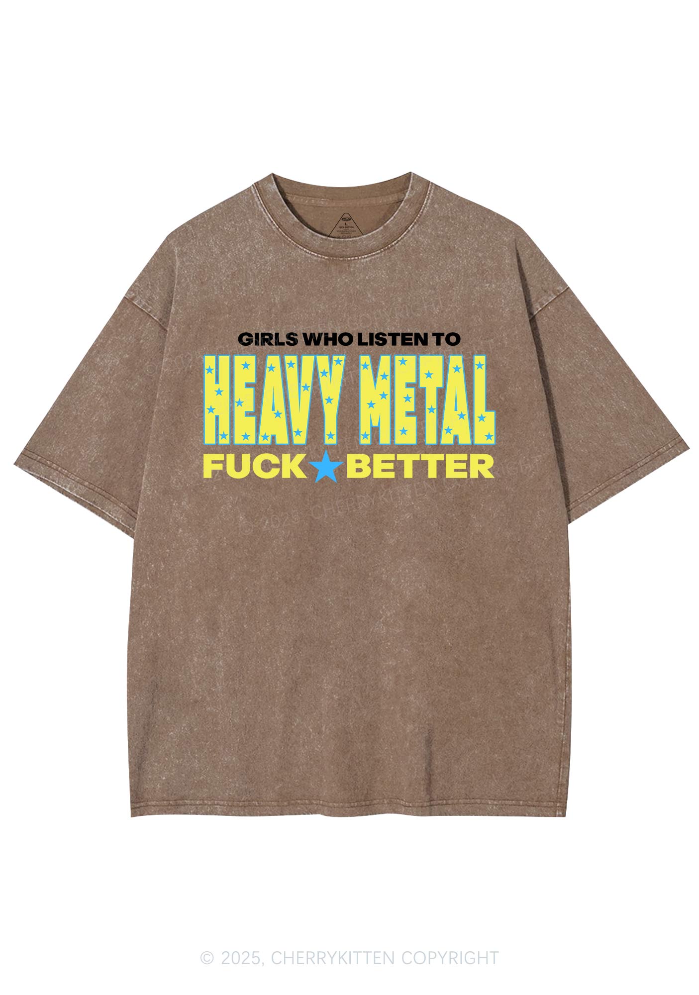 Girls Listen Heavy Metal Y2K Shirts Washed Tee Cherrykitten