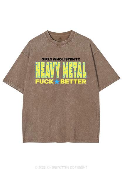 Girls Listen Heavy Metal Y2K Shirts Washed Tee Cherrykitten
