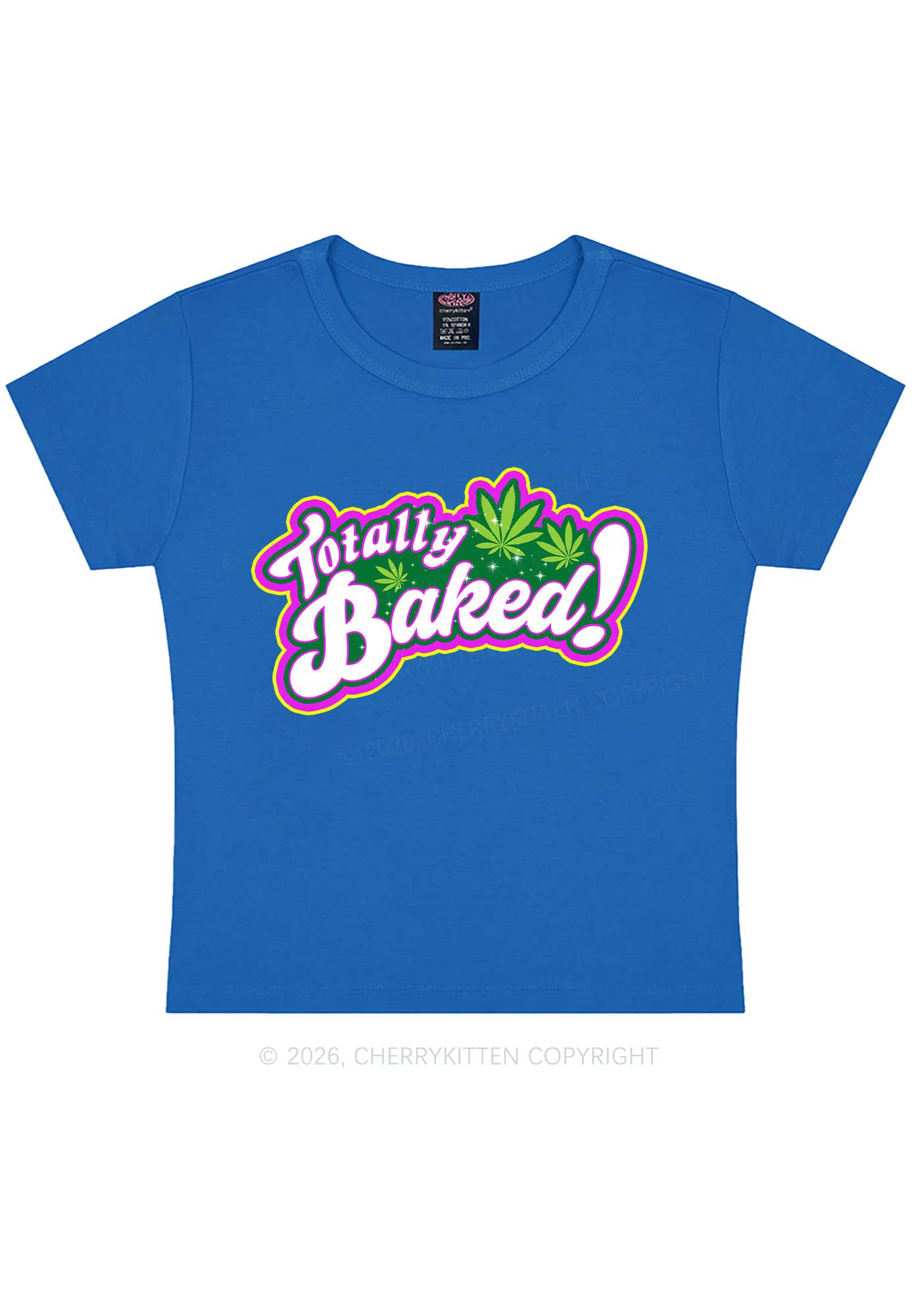 Totally Baked Y2K Baby Tee Cherrykitten