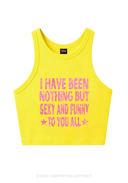 Glitter I Have Been Funny Y2K Crop Tank Top Cherrykitten