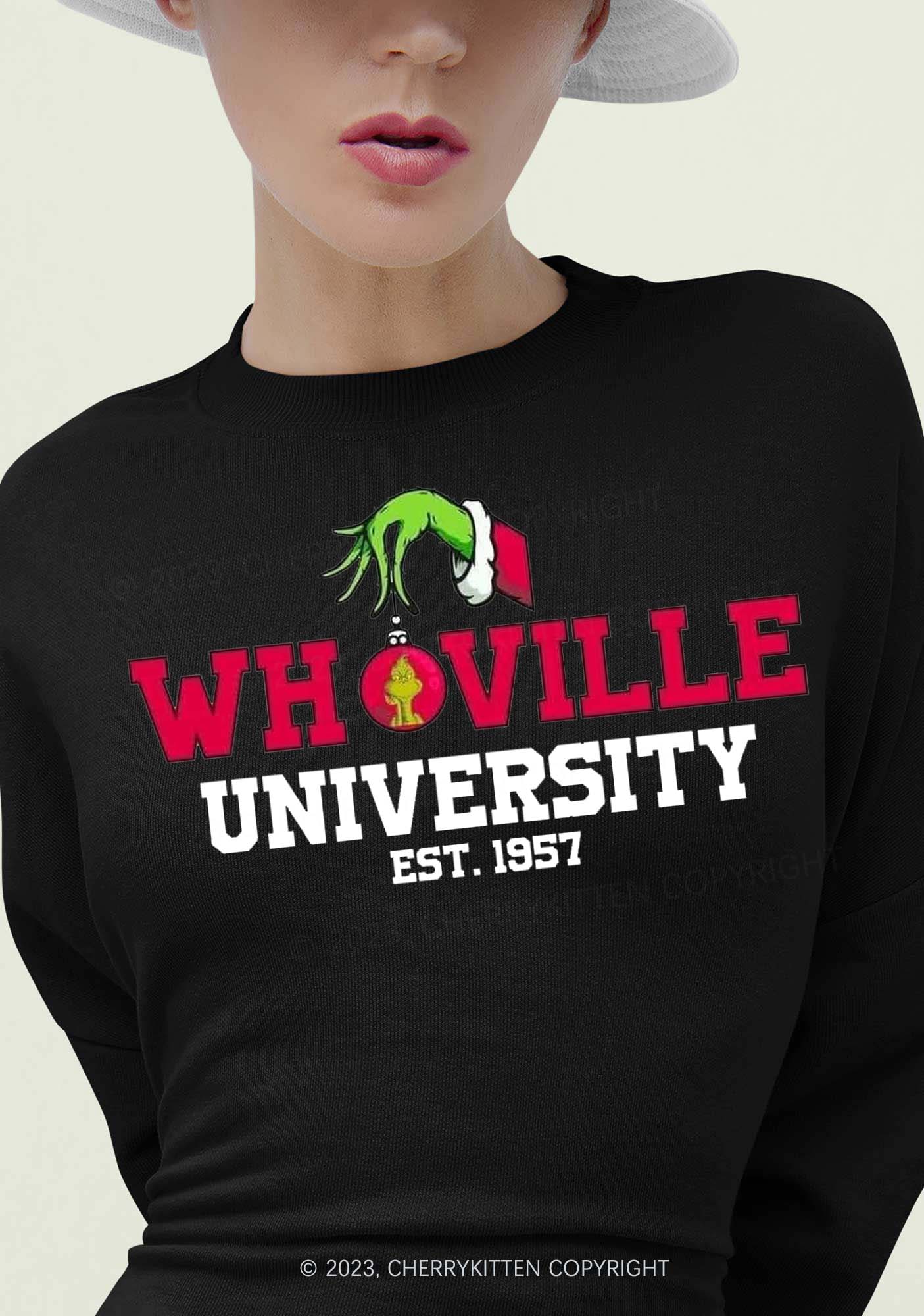 Whoville University EST. 1957 Christmas Y2K Sweatshirt Cherrykitten