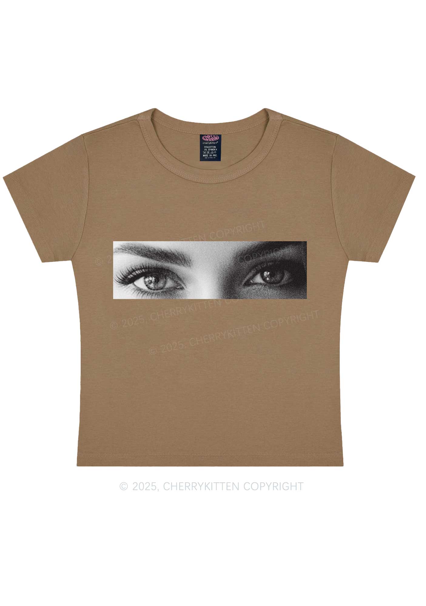 Custom Eyes Y2K Baby Tee Cherrykitten