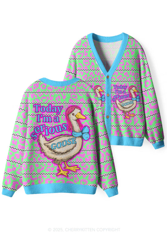 Serious Goose Y2K Christmas Cardigan Knit Sweatshirt Cherrykitten