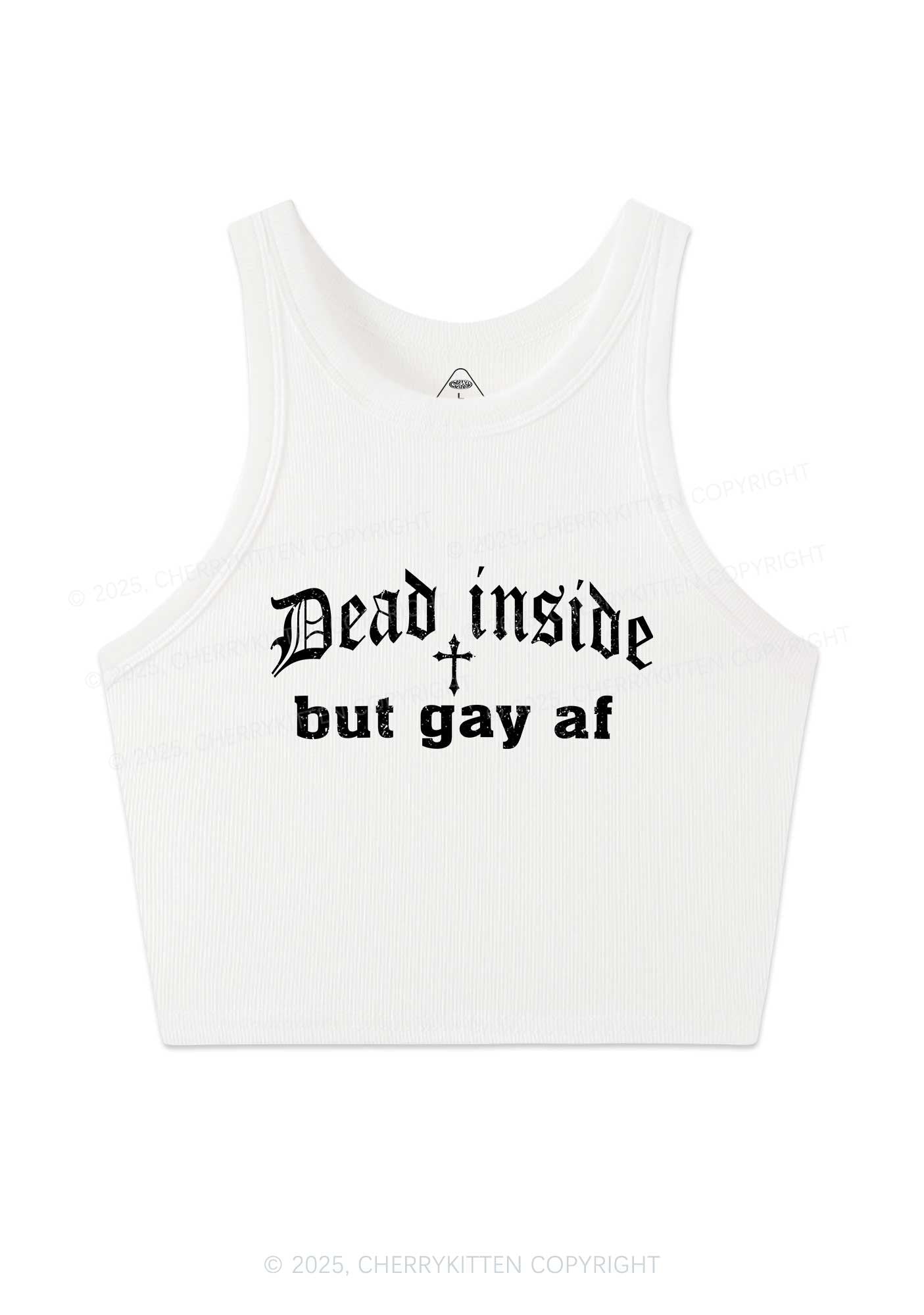 Dead Inside But Gay AF Pride Y2K Crop Tank Top Cherrykitten