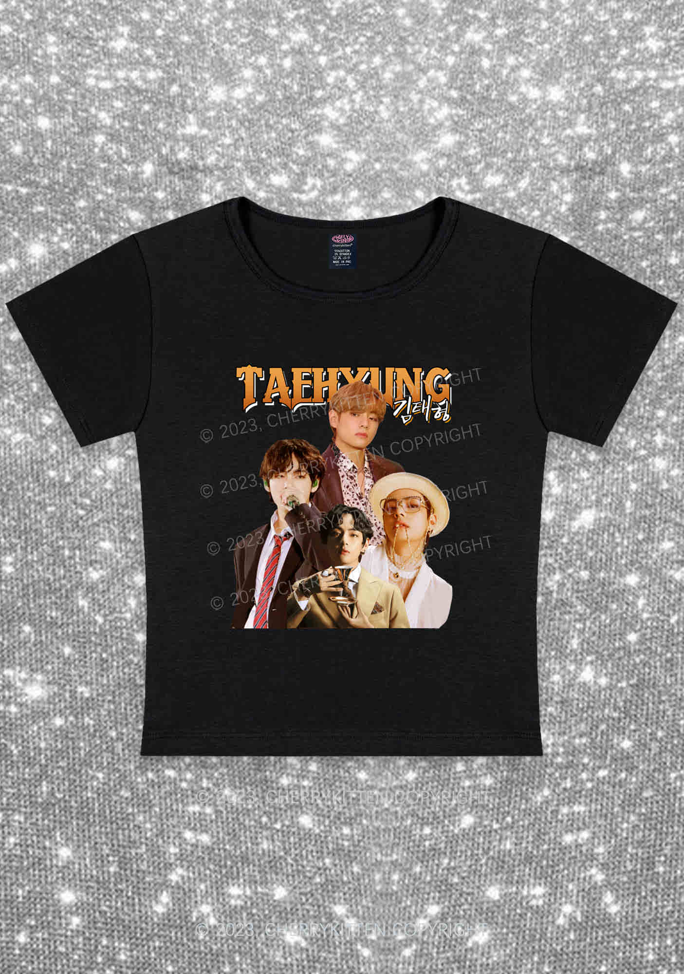 Korean Singer Taehyung Kpop Y2K Baby Tee Cherrykitten
