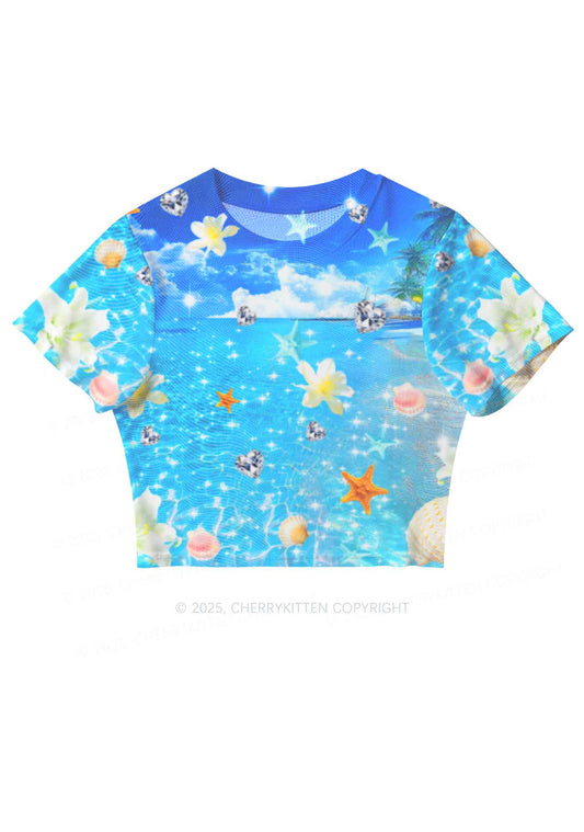 Sea Treasures Y2K Mesh Crop Top Cherrykitten