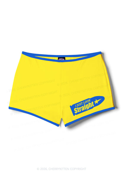 I Just Look Straight Pride Y2K Booty Shorts Cherrykitten