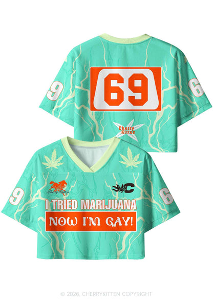 Now Im Gay Pride Y2K Crop Sport Jersey Shirts Cherrykitten