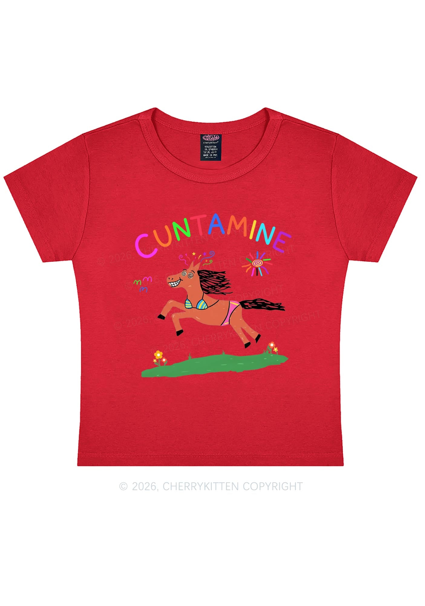 Cxxtamine Pony Y2K Baby Tee Cherrykitten
