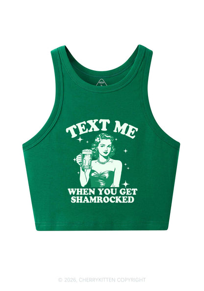 Text Me When You Get Shamrocked St Patricks Y2K Crop Tank Top Cherrykitten