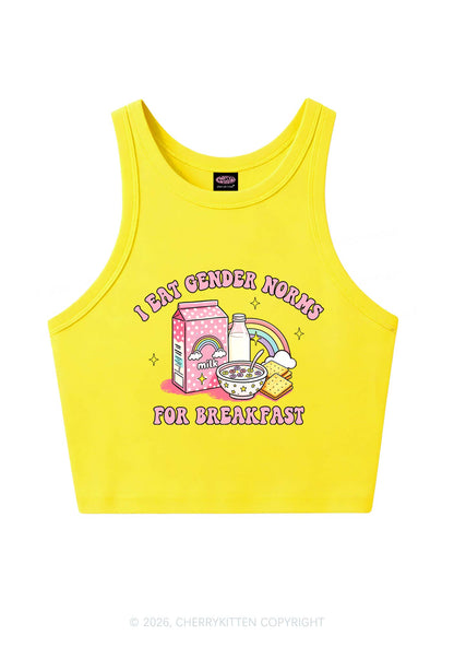 I Eat Gender Norms For Breakfast Pride Y2K Crop Tank Top Cherrykitten
