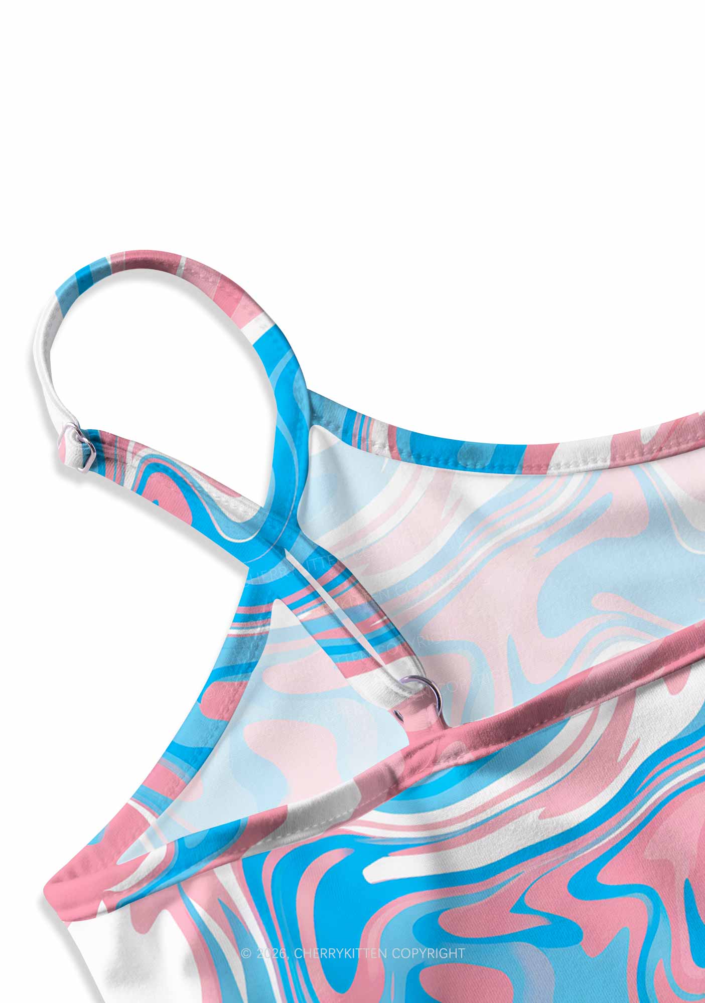 Trans Liquid Tie Dye Pride Y2K Print Cami Crop Top Cherrykitten