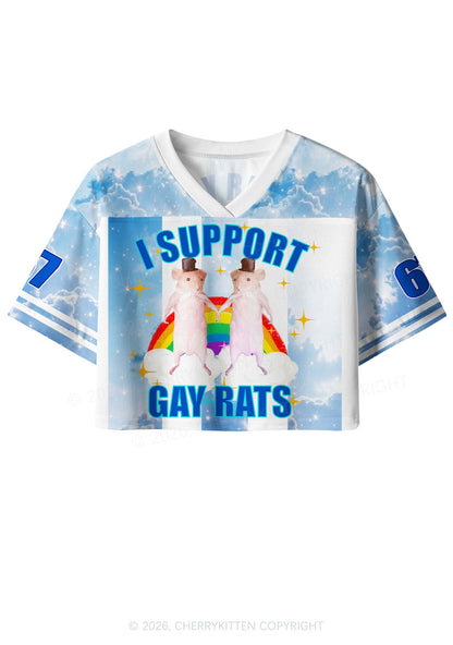 Support Gay Rats Pride Y2K Crop Sport Jersey Shirts Cherrykitten