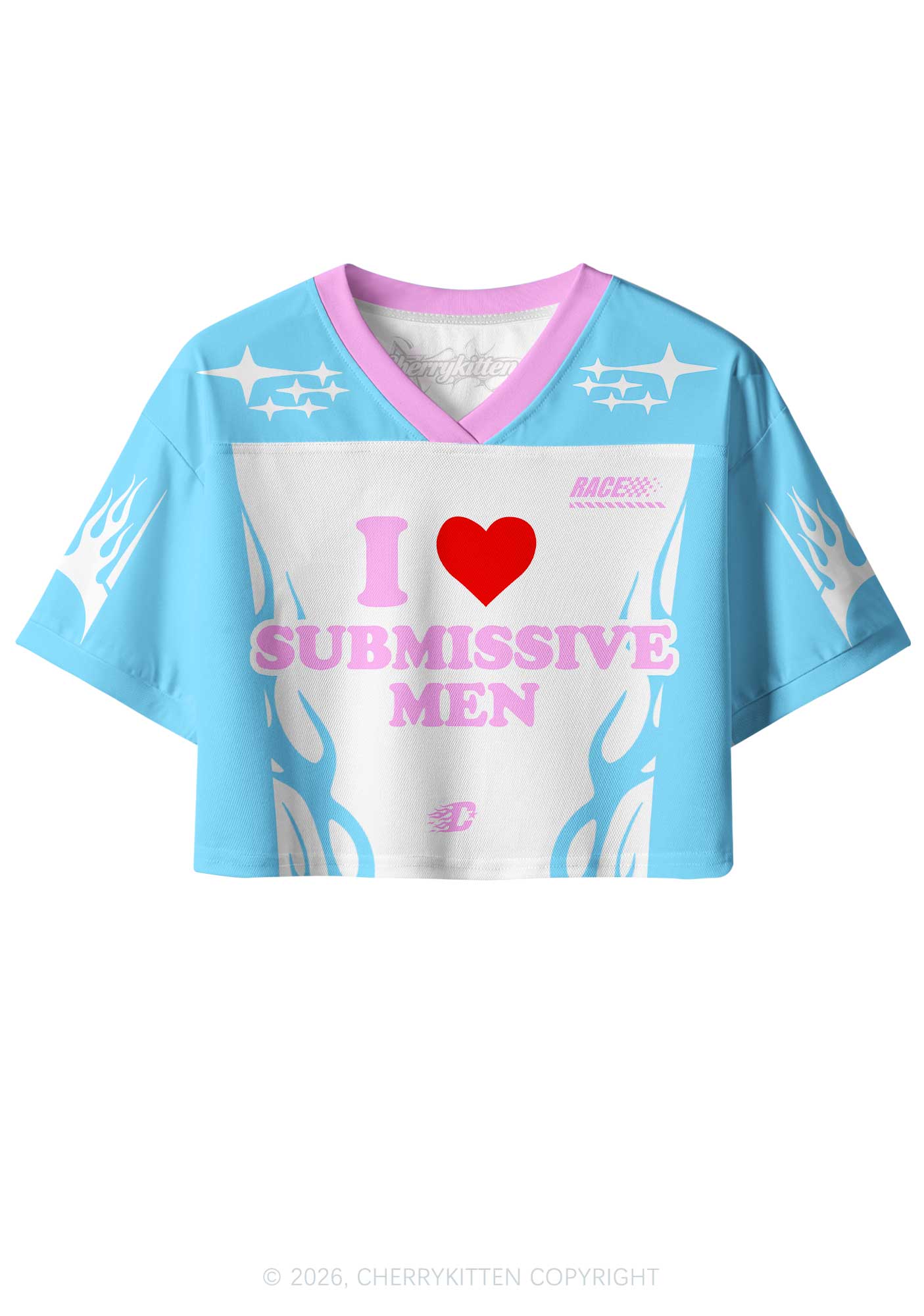 I Love S Men Y2K Crop Sport Jersey Shirts Cherrykitten