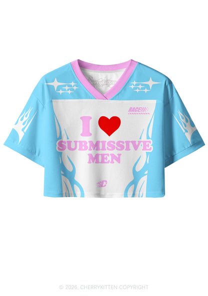 I Love S Men Y2K Crop Sport Jersey Shirts Cherrykitten