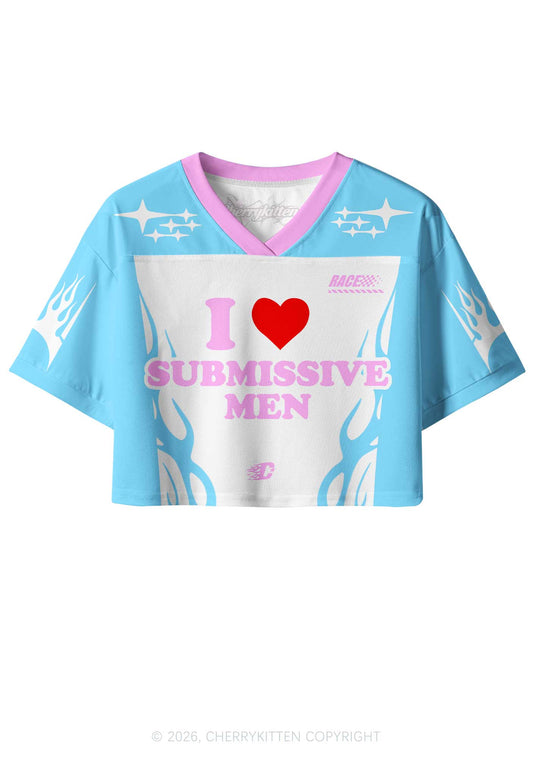 I Love S Men Y2K Crop Sport Jersey Shirts Cherrykitten