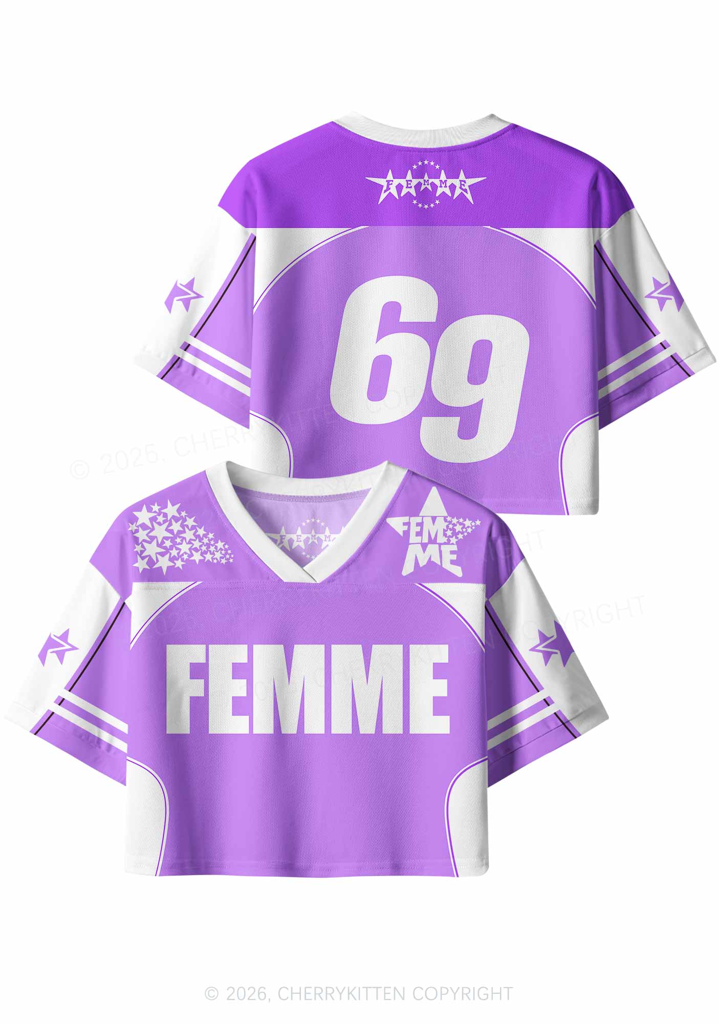 Purple Femme Pride Y2K Crop Sport Jersey Shirts Cherrykitten
