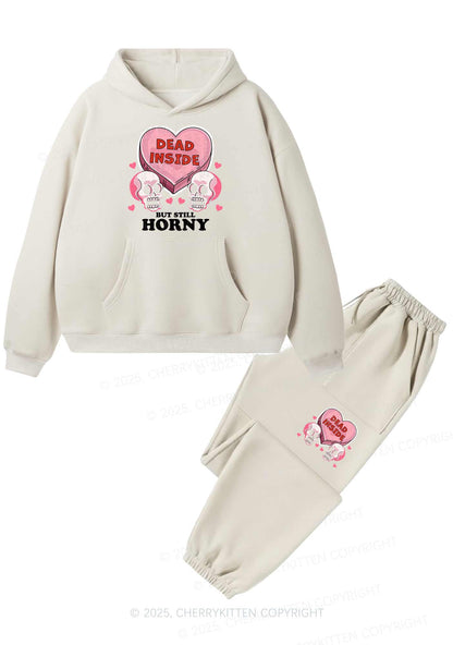 Halloween Dead Inside Y2K Fleece Hoodie Set Cherrykitten