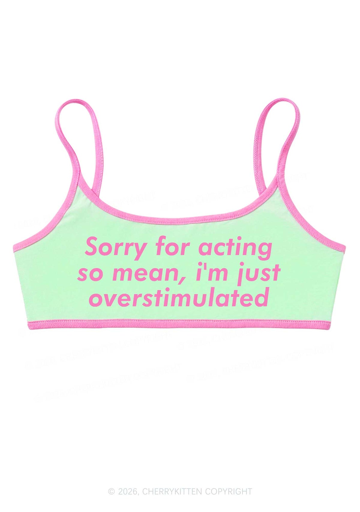 Im Just Overstimulated Y2K Super Crop Cami Cherrykitten