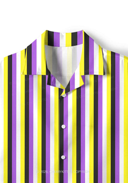 Nonbinary Flag Pride Y2K Print Hawaiian Shirt Cherrykitten