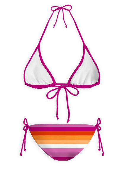 Lesbian Stripes Pride Y2K Print Bikini Set Cherrykitten