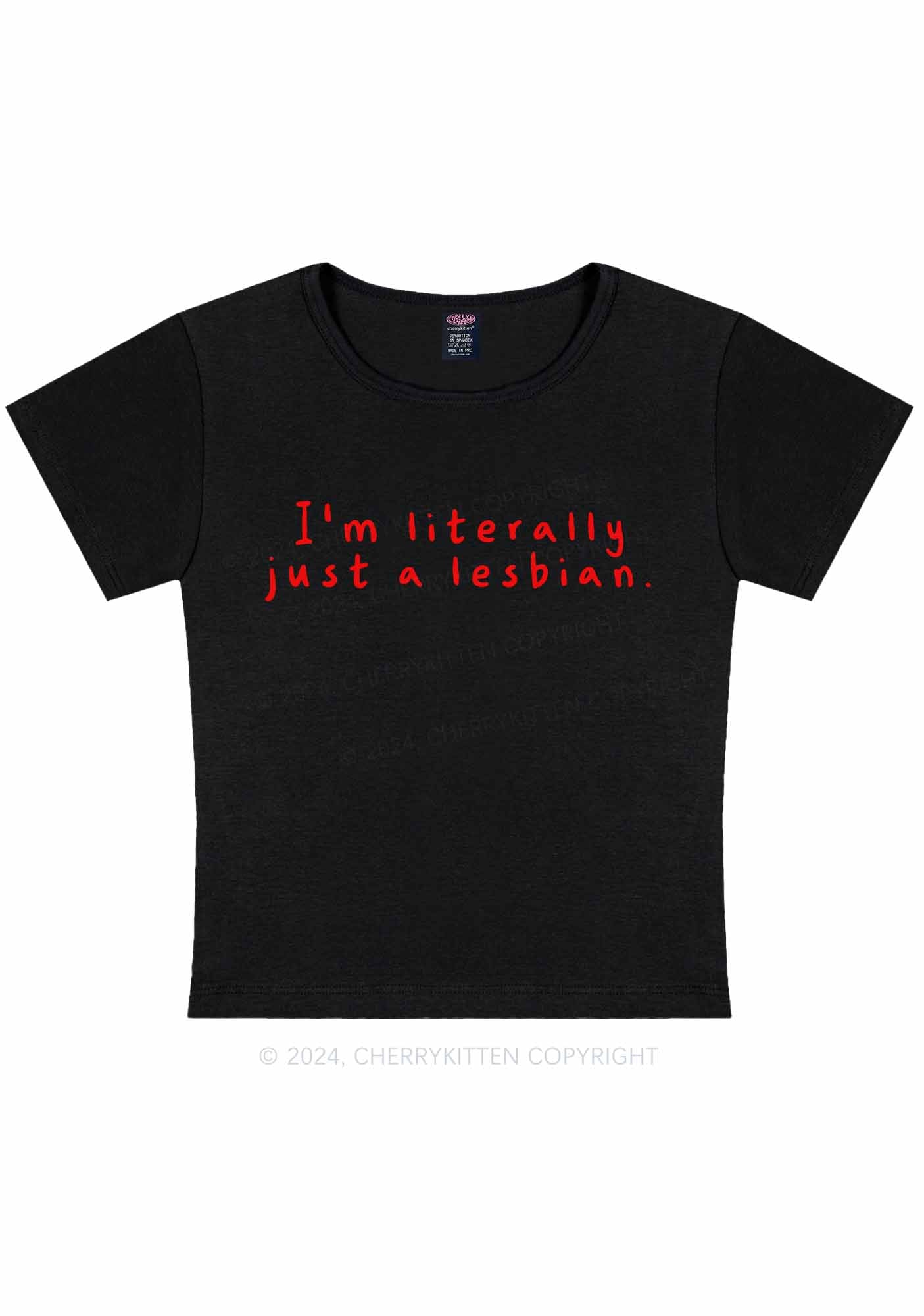 Curvy Just A Lesbian Y2K Baby Tee Cherrykitten