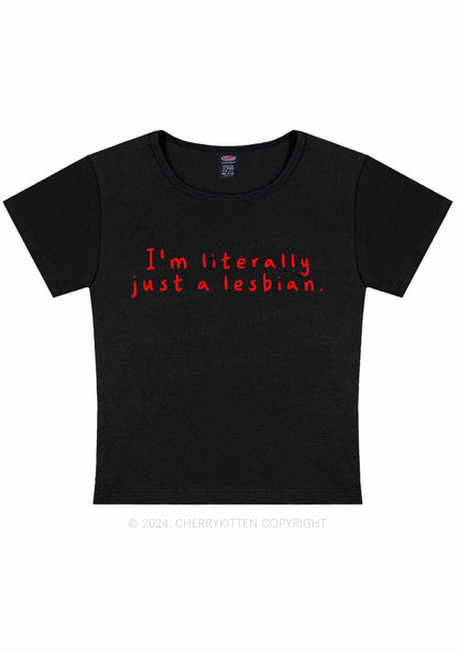 Curvy Just A Lesbian Y2K Baby Tee Cherrykitten