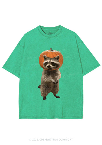 Halloween Silly Raccoon Y2K Shirts Washed Tee Cherrykitten
