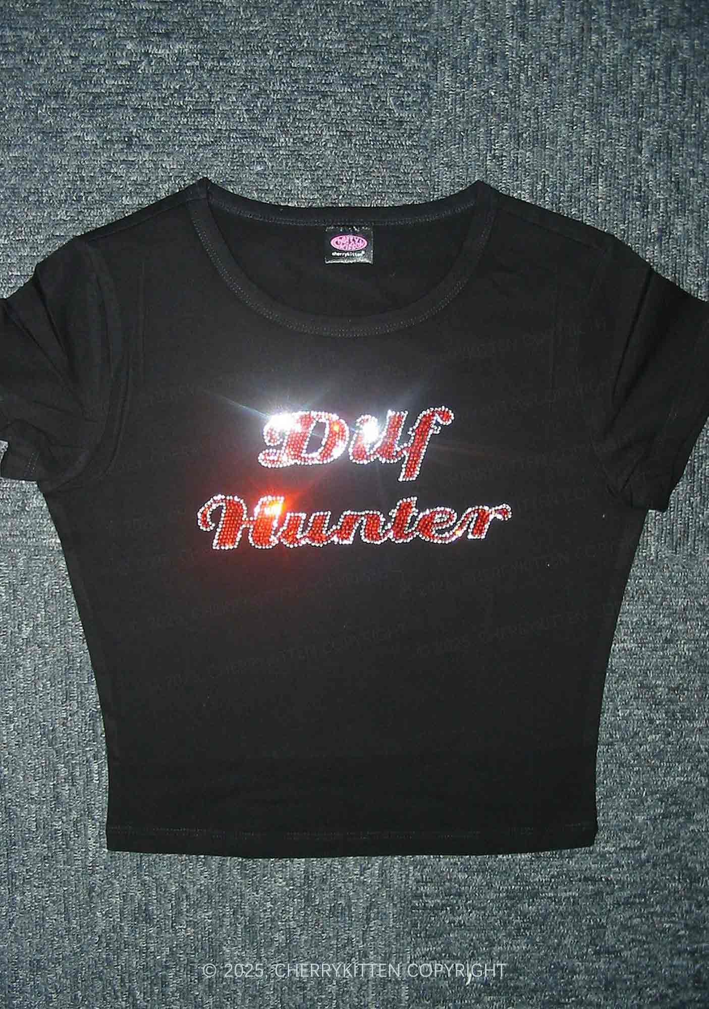 Rhinestone Green Hunter Y2K Baby Tee Cherrykitten